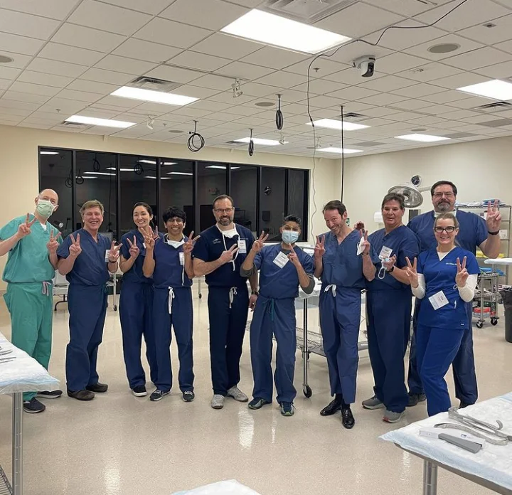 Cosmetic surgeons at a training session